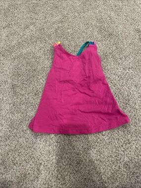 Mini Boden Girls' pink Tank Top Contrasting colorful criss cross Straps 2-3 yrs